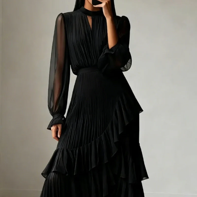 Berit™ | Luxe Plissé Midi Jurk – Elegante Beweging & Tijdloze Vrouwelijkheid - Image 4