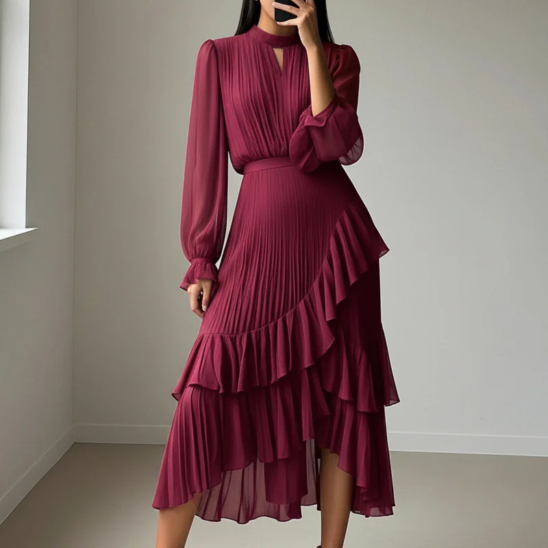 Berit™ | Luxe Plissé Midi Jurk – Elegante Beweging & Tijdloze Vrouwelijkheid - Image 5