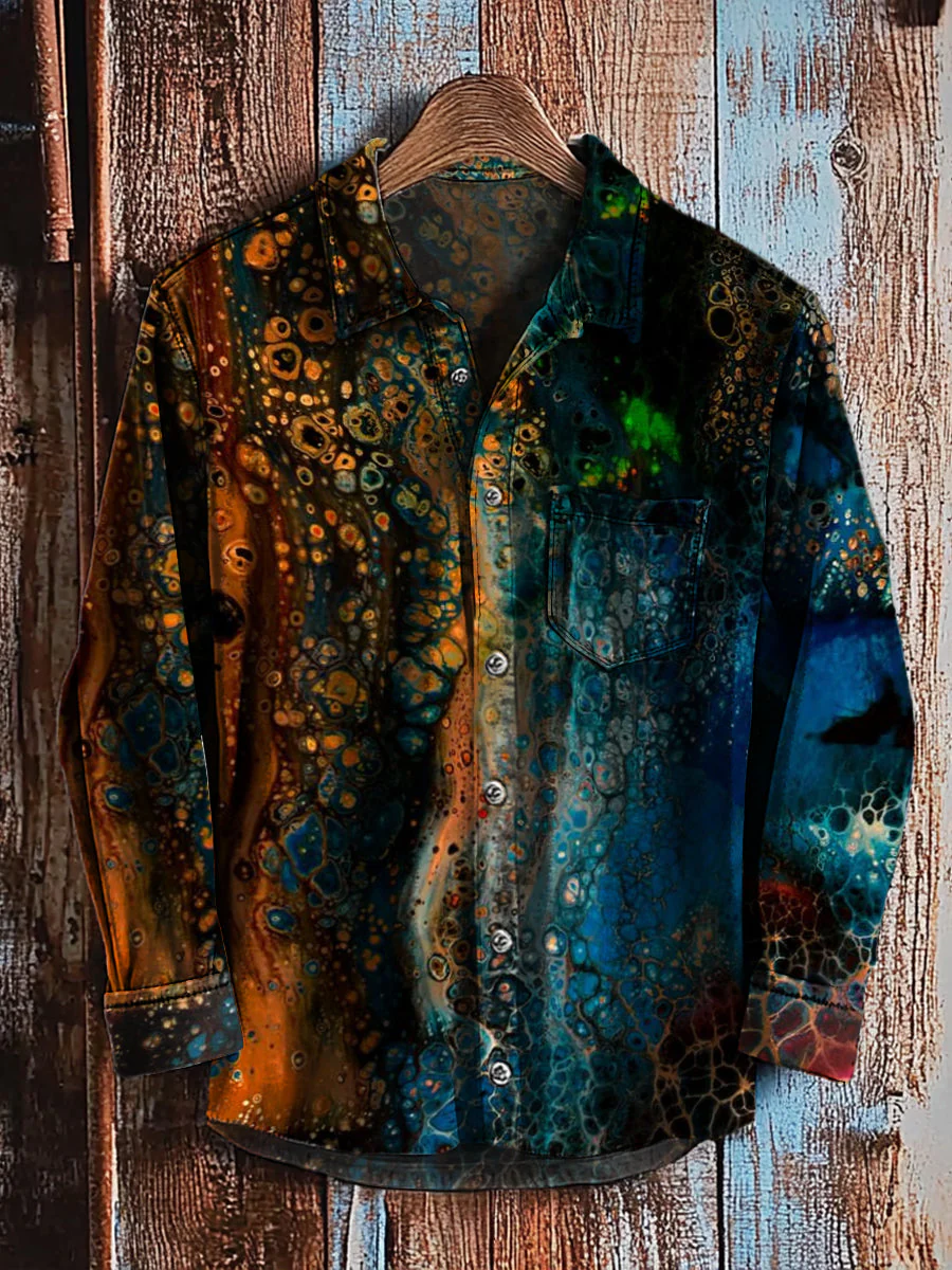 Bloom™ | Abstract Print Overhemd – Diepe Kleuren & Vloeiende Uitstraling