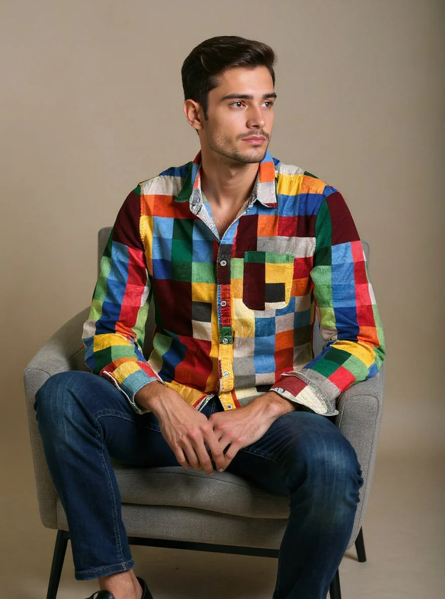 Bloom™ | Regenboog Ruit Overhemd – Levendige Kleuren & Moderne Stijl - Image 3