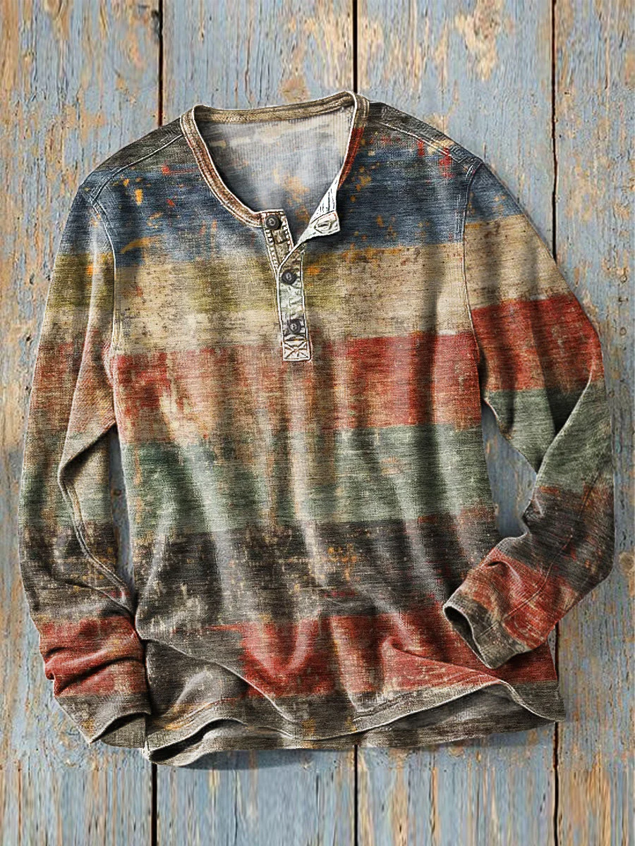 Bloom™ | Vintage Strepen Henley – Relaxte Stijl & Natuurlijk Comfort