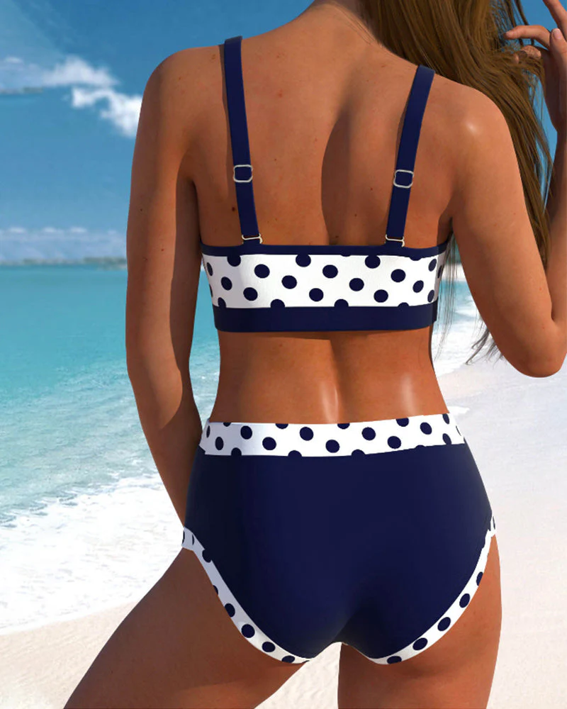 Liesbeth - Hoge Taille Stipjes Bikini met Patchwork Design - Image 2