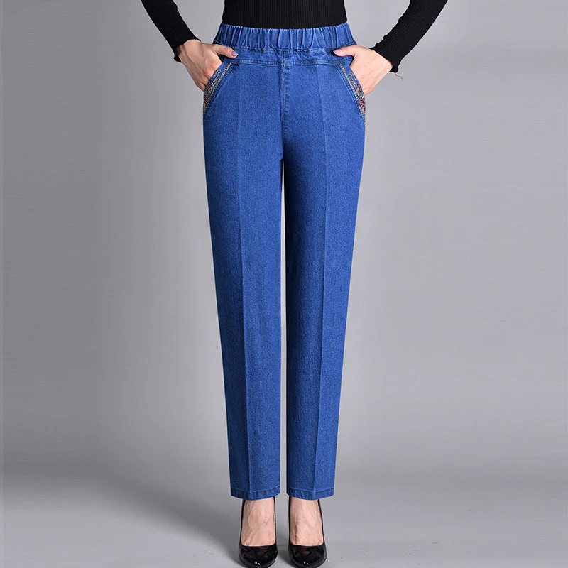 Luna® | Damesjeans met zijzakken en elastische taille