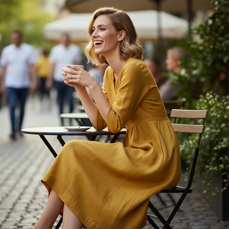 Maud™ | Premium Linnen Midi Jurk – Luchtige Elegantie & Moeiteloos Comfort - Image 2